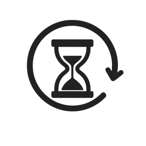 Sanduhr-Symbol mit Pfeil im Kreis